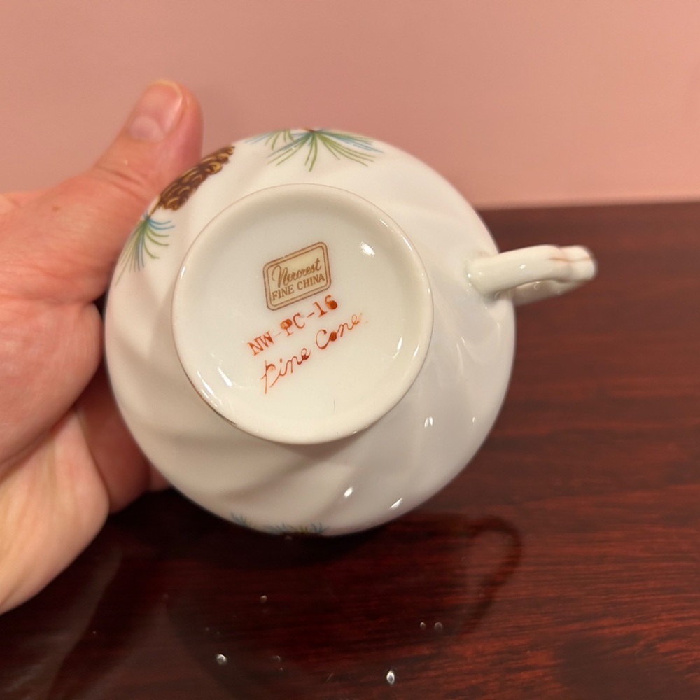 Vintage Norcrest Pine Cone Porcelain China Set Plates & Cups Japan 1950s - Picture 6 of 9